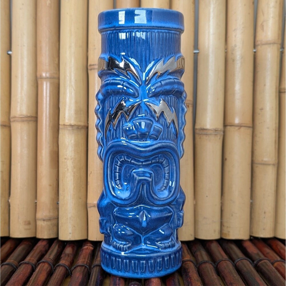 Blue Platinum Lighting Tiki Mug Designed by Mr. G Tiki Farm 2015 Limited Edition
